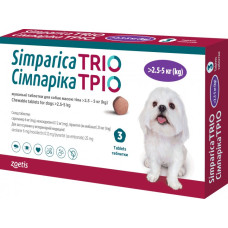 Жевательные таблетки Zoetis Симпарика ТРИО 2.6 - 5 кг, 1 таб