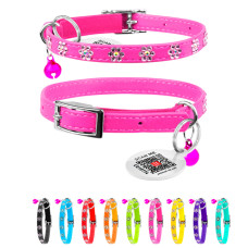 Нашийник CoLLaR GLAMOUR з гумкою, стрази Квіточка для кішок 9мм/22-30см рожева