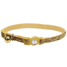 Ошейник безопасный для котов Fashion Safe Cat, с колокольчиком, 1 см х 30 см, золотой, Coastal