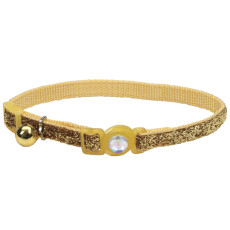 Нашийник безпечний для котів Fashion Safe Cat, з дзвоником, 1 см х 30 см, золотий, Coastal