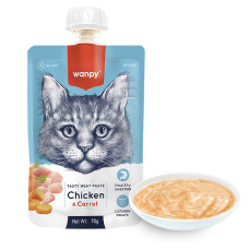 Вологий корм Wanpy Chicken & Carrot крем-пюре з куркою та морквою для котів, 90 г