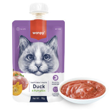Жидкий корм Wanpy Duck & Pumkin крем-пюре утка с тыквой для котов, 90 г