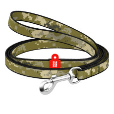 Повідець для котів та дрібних порід собак нейлоновий WAUDOG Nylon, малюнок Мілітарі, XS, Ш 10 мм, Дов 122 см