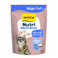 Вітаміни GimCat NUTRI BIOTIN BITES для котів  для покращення стану шкіри та шерсті з маскарпоне та біотином 425г