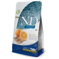 Беззерновий сухий корм Farmina N&D Ocean Herring&Orange Neutered для стерилізованих котів з оселедцем та апельсином, 5 кг