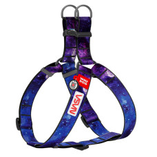 Шлея для собак WAUDOG Nylon з QR паспортом, малюнок NASA21, пластиковий фастекс, XL, Ш 35 мм, А=В 70-100 см
