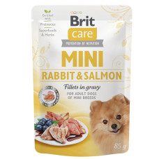 Вологий корм Brit Care Mini для собак, з філе кролика та лосося в соусі, 85 г