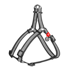 Шлея для собак водостойкая WAUDOG Waterproof, с QR-паспортом, светоотражающая, металлическая пряжка-фастекс, S, Ш 15 мм, Д 40-55 см серый