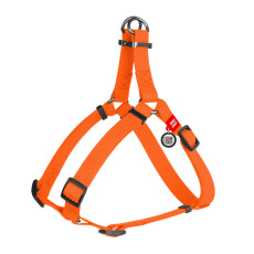 Шлея для собак водостойкая WAUDOG Waterproof, с QR-паспортом, металлическая пряжка-фастекс, XS, Ш 15 мм, Д 30-39 см оранжевый