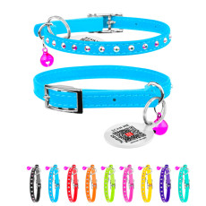 Нашийник CoLLaR GLAMOUR з гумкою, стрази Зірочка для кішок 9мм/22-30см синій