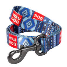 Повідець WAUDOG Nylon з малюнком Этно синій ( ширина 25мм, довжина 122 см)