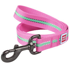 Поводок WAUDOG Nylon светонакопительный, длина 122см, розовый