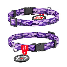 Нашийник WAUDOG Nylon з малюнком фіолетовий камо (ширина 10 мм, довжина 20-30 см)