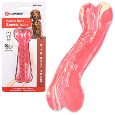 Жувальна іграшка для собак Flamingo Rubber Saveo Curved Bone Beef, смак яловичини