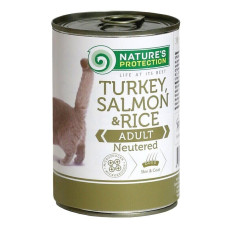 Вологий корм Nature`s Protection Neutered Turkey, Salmon&Rice для стерилізованих котів з індичкою, лососем та рисом, 400 г