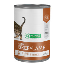 Вологий корм Nature`s Protection with Beef & Lamb для дорослих котів з яловичиною та ягням, 400 г