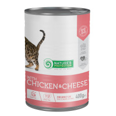 Вологий корм Nature`s Protection with Сhicken & Сheese для дорослих котів з куркою і сиром, 400 г