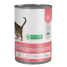 Вологий корм Nature`s Protection with Сhicken & Сheese для дорослих котів з куркою і сиром, 400 г