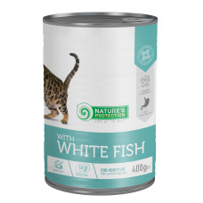 Вологий корм Nature`s Protection with White Fish для дорослих котів з білою рибою, 400 г