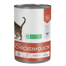 Вологий корм Nature`s Protection with Chicken & Duck для дорослих котів після стерилізації з куркою і качкою, 400 г