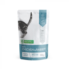 Вологий корм Nature`s Protection Kitten Chicken & Rabbit для кошенят з куркою і кроликом, 100 г