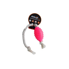 Игрушка AnimAll Fun граната с канатом, кораловая, 8 см