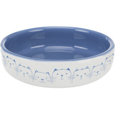 Миска Trixie для котів коротконосих порід, керамічна, 15 см, 300 мл (світло-синя/біла)