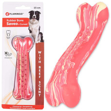 Жувальна іграшка Flamingo Rubber Saveo Curved Bone Beef для собак, з яловичиною, 13 см