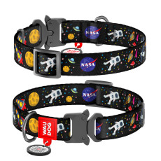 Ошейник для собак нейлоновый WAUDOG Nylon NASA, размер M,  металлическая пряжка-фастекс