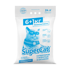 Деревний наповнювач Supercat Стандарт для котячого туалету, 6+1 кг