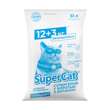 Деревний наповнювач SuperCat для туалету, 12+3 кг