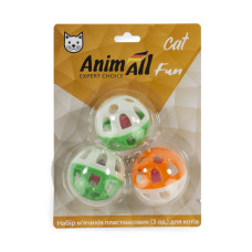 Набір м`ячиків AnimAll Fun Cat для котів, пластик, 3 шт