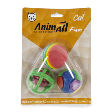 Набір м`ячиків AnimAll Fun Cat в асортименті, для котів, 3 шт