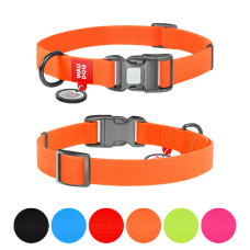Ошейник для собак WAUDOG Waterproof с QR паспортом, водостойкая, пластиковая пряжка-фастекс, оранжевый, XL (38-58 см)