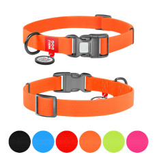 Ошейник для собак WAUDOG Waterproof с QR паспортом, водостойкая, пластиковая пряжка-фастекс, оранжевый, L (34-49 см)