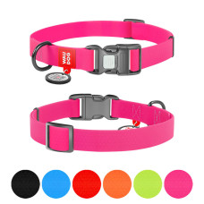 Ошейник для собак WAUDOG Waterproof с QR паспортом, водостойкая, пластиковая пряжка-фастекс, розовый, L (34-49 см)