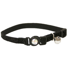 Нашийник для котів безпечний Fashion Safe Cat, з дзвоником, 1 см х 30 см, чорний, Coastal