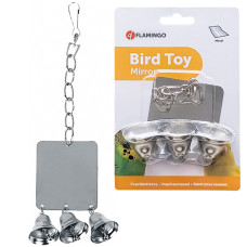 Игрушка для попугаев Mirror 3 Bells, квадратное зеркало с тремя колокольчиками, 7х8 см, Karlie-Flamingo