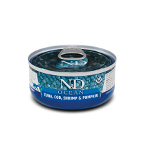 Вологий корм Farmina N&D Grain Free Ocean Tuna, Cod, Shrimp & Pumpkin для котів з тунцем та креветками, 70 г