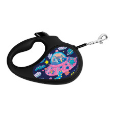Повідець-рулетка для собак WAUDOG R-leash, малюнок Рік та Морті 1, L, до 50 кг, 5 м, світловідбиваюча стрічка чорний
