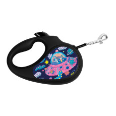 Повідець-рулетка для собак WAUDOG R-leash, малюнок Рік та Морті 1, L, до 50 кг, 5 м, світловідбиваюча стрічка чорний