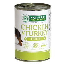 Вологий корм Nature`s Protection Adult Chicken&Turkey для дорослих собак всіх порід з куркою та індичкою, 400 г