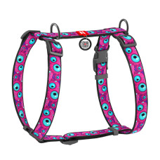 Шлея WAUDOG Nylon с QR-паспортом, рисунок Глаз монстра, S, Ш 15 мм, A 30-40, B 30-50