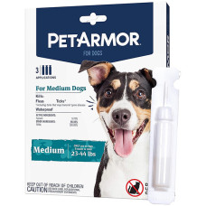 Капли PetArmor Medium от блох, клещей, вшей для собак весом от 10 до 20 кг, 3 шт.