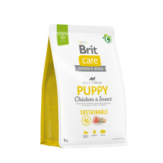 Сухий корм Brit Care Dog Sustainable Puppy для цуценят, з куркою та комахами, 3 кг
