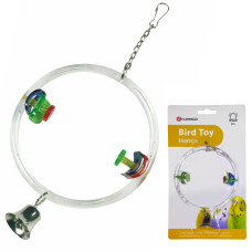 Игрушка для птиц Cage Hanger Swing, круглые качели с колокольчиком, 11 см, Karlie-Flamingo