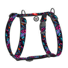 Шлея WAUDOG Nylon с QR-паспортом, рисунок Бесконечные миры, S, Ш 15 мм, A 30-40, B 30-50