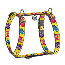 Шлея WAUDOG Nylon с QR-паспортом, рисунок Мохнатые монстры, М, Ш 20 мм, А 40-70, В 50-80