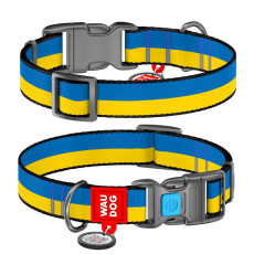 Нашийник для собак нейлоновий WAUDOG Nylon, Colors of freedom, L, пластикова пряжка-фастекс