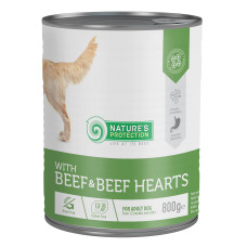 Вологий корм Nature`s Protection with Beef & Beef Hearts для собак з яловичиною і яловичим серцем, 800 г
